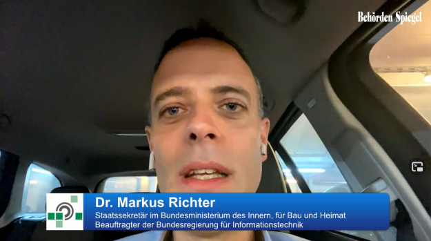 Live aus dem Auto bei Digitaler Staat: Dr. Markus Richter, Staatssekretär im Bundesministerium des Innern, für Bau und Heimat (BMI) und Beauftragter der Bundesregierung für Informationstechnik (CIO). Fotos: BS/Screenshots